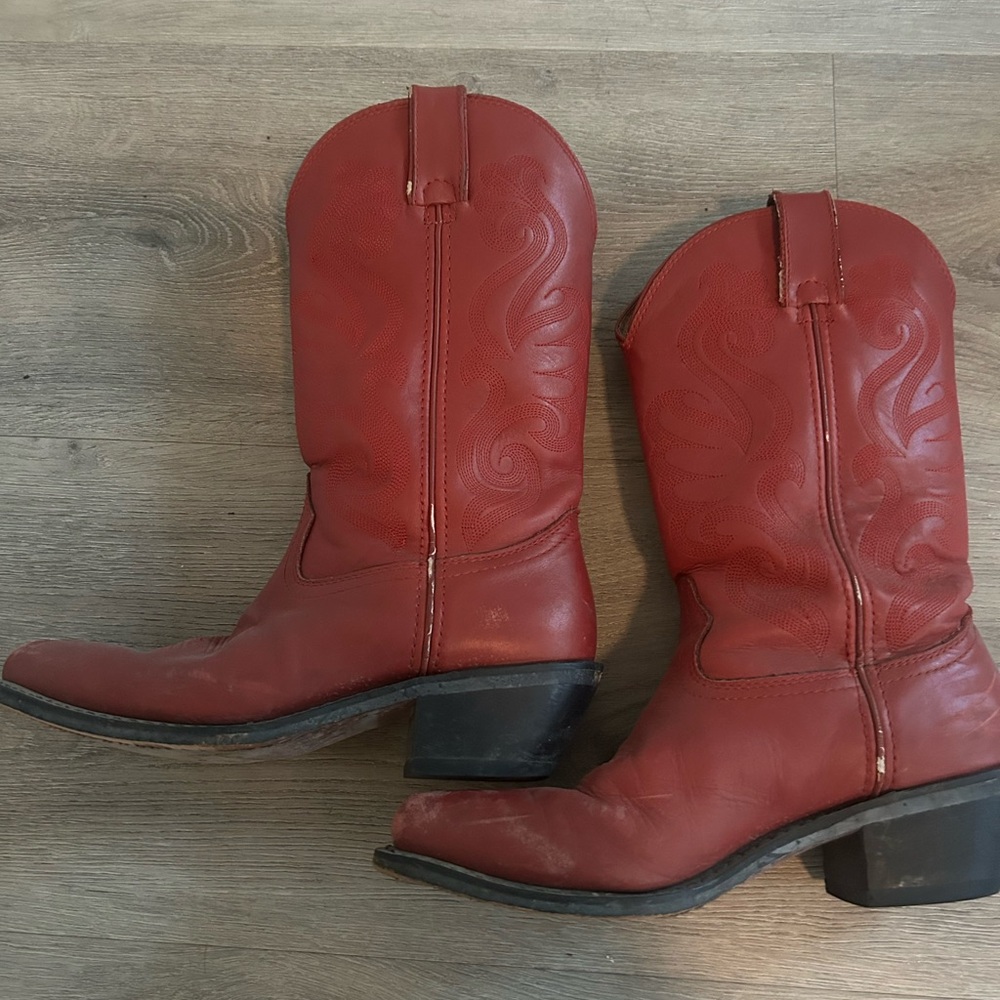 Durango Red Leather Boot with Pull Strap - image 1